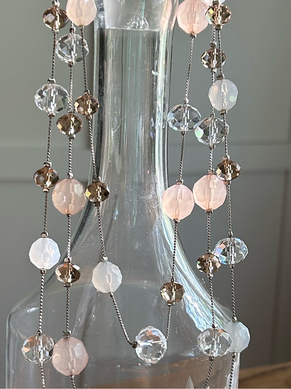 Chico’s 3 Strand, Silver Tone, 4 Color Beaded Adjustable Necklace